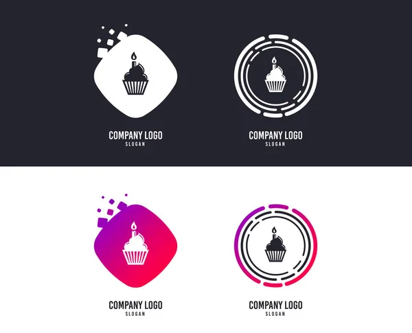 Logotypenkonzept Geburtstagskuchen Symbol Cupcake Mit Brennenden Kerzen Symbol Logo Design — Stockvektor