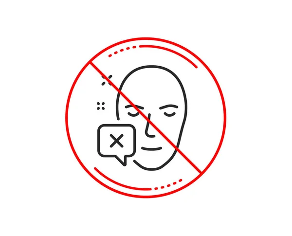 Kein Stoppschild Gesicht Lehnte Linie Symbol Zeichen Menschlichen Profils Gesichtserkennungsfehler — Stockvektor