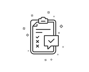 Denetim listesi satırı simgesi. Anket rapor işareti. İş bir daha gözden geçirme sembol. Geometrik şekiller. Rasgele çapraz öğelerin. Doğrusal denetim listesi simgesi tasarım. Vektör