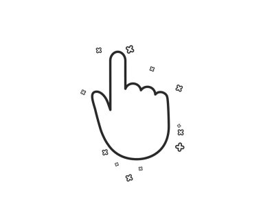 El hat simgesini tıklatın. Parmak dokunmatik işareti. İmleç işaretçi simgesi. Geometrik şekiller. Rasgele çapraz öğelerin. Doğrusal el simgesi tasarım'ı tıklatın. Vektör