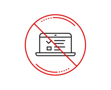 Hayır veya dur işareti. Online Eğitim satırı simgesi. Defter ya da Laptop işareti. Web sunusunu veya Internet dersler sembolü. Uyarı yasağı dur sembolü yasaktır. Yok simgesi tasarım. Vektör