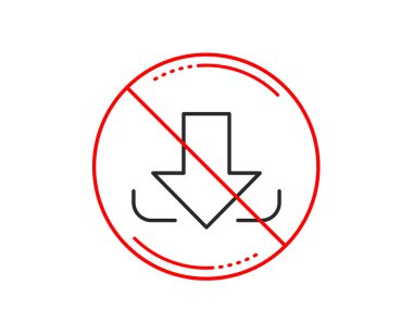 Hayır veya dur işareti. Ok çizgi simgesini indirin. Ok ucu sembolü. Yön veya işaretçi işaret. Uyarı yasağı dur sembolü yasaktır. Yok simgesi tasarım. Vektör