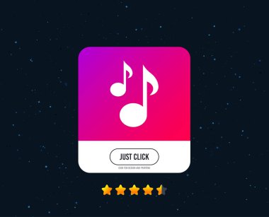 Müzik notlar simgesini imzala. Müzik simgesi. Web veya Internet simgesi tasarım. Derecelendirme yıldız. Düğmesini tıklatın. Vektör