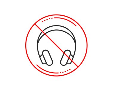 Hayır veya dur işareti. Kulaklık satırı simgesi. Müzik dinleme aygıtı işareti. DJ veya ses simgesi. Uyarı yasağı dur sembolü yasaktır. Yok simgesi tasarım. Vektör