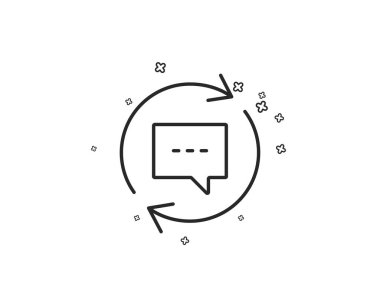 Yorum satırı simgesi güncelleştirin. Sohbet konuşma balonu işareti. İletişim sembolü. Geometrik şekiller. Rasgele çapraz öğelerin. Doğrusal Yorumlar simgesi tasarımı güncelleştir. Vektör