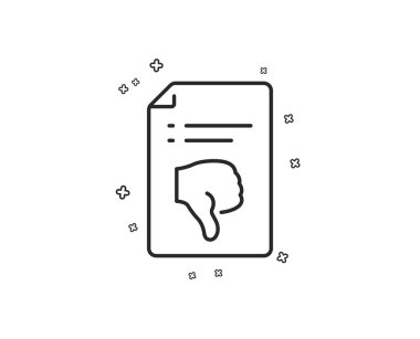 Dosya satırı simgesi reddetmek. Belge işareti reddedin. Dosya sevmemek. Geometrik şekiller. Rasgele çapraz öğelerin. Doğrusal başparmak aşağı simgesi tasarım. Vektör