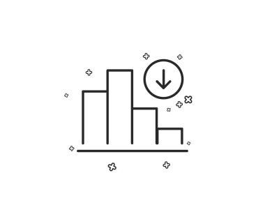 Azalan grafik hat simgesi. Sütun grafik işareti. Kriz diyagram simgesi. Geometrik şekiller. Rasgele çapraz öğelerin. Doğrusal azalan grafik simgesi tasarım. Vektör
