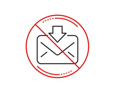 Hayır veya dur işareti. Posta indir satırı simgesi. Gelen iletileri yazışma işareti. E-posta simgesi. Uyarı yasağı dur sembolü yasaktır. Yok simgesi tasarım. Vektör