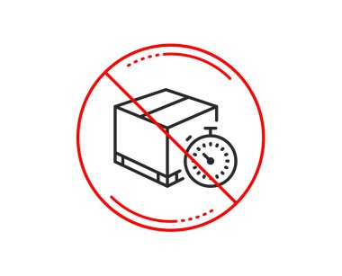 Hayır veya dur işareti. Sevkiyat izleme satırı simgesi. Teslimat Zamanlayıcı işareti. Lojistik sembolü hızlı. Uyarı yasağı dur sembolü yasaktır. Yok simgesi tasarım. Vektör