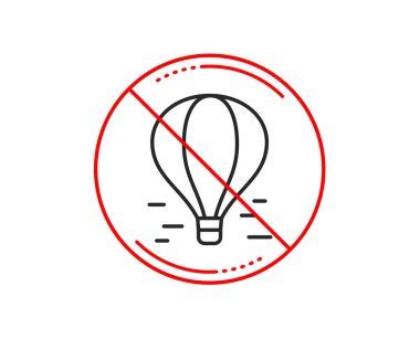 Hayır veya dur işareti. Hava Balon satırı simgesi. Uçuş taşıma sepeti işareti ile. Eğlence Parkı sembolü. Uyarı yasağı dur sembolü yasaktır. Yok simgesi tasarım. Vektör