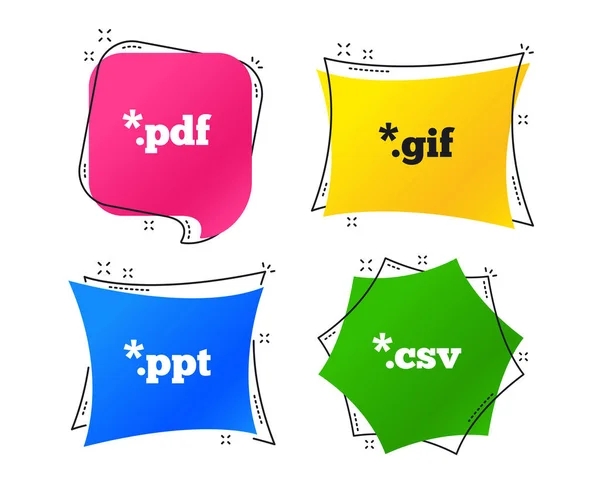 Dokument Symbole Symbole Für Dateierweiterungen Pdf Gif Csv Und Ppt — Stockvektor