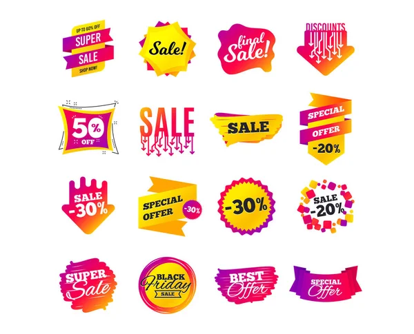 Venta Banner Plantillas Diseño Etiquetas Oferta Especial Cyber Lunes Descuentos — Vector de stock