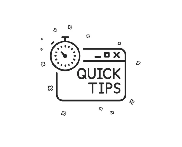 Quick Tips Line Icon Helpful Tricks Sign Tutorials Timer Symbol — Stock Vector