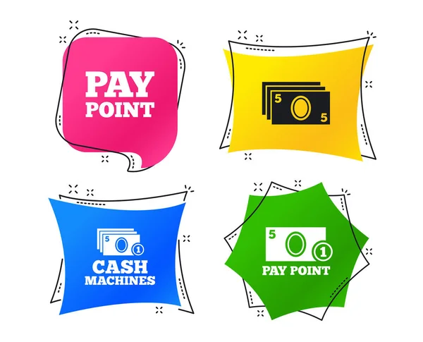 Cash Coin Icons Cash Machines Atm Signs Pay Point Withdrawal — Stock Vector