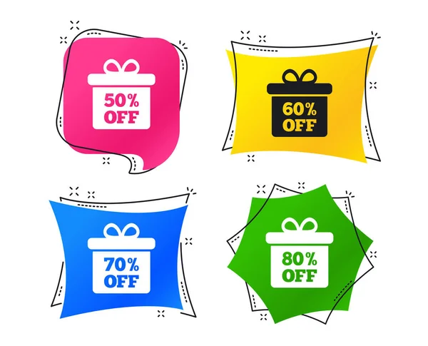 Sale Gift Box Tag Icons Discount Special Offer Symbols Percent — Stock Vector