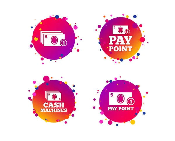 Cash Coin Icons Cash Machines Atm Signs Pay Point Withdrawal — Stock Vector