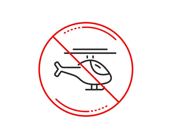 Stop Sign Helicopter Transport Line Icon Flight Transportation Sign Caution — Stock Vector