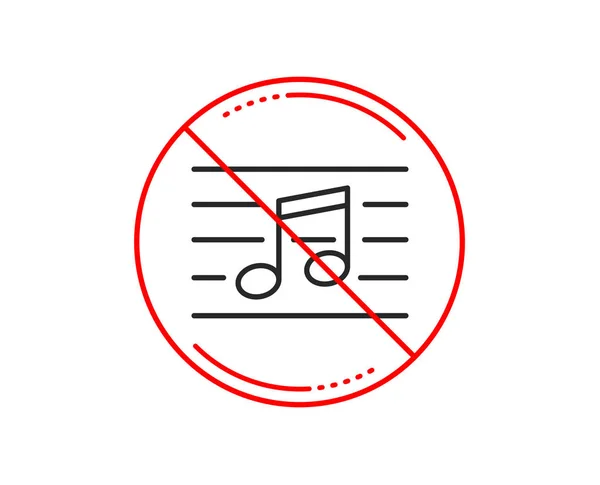 Stop Sign Musical Note Line Icon Music Sign Caution Prohibited — Stock Vector