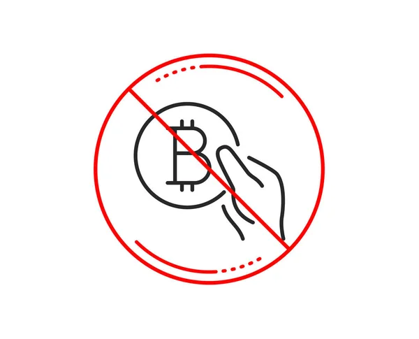 Stop Sign Bitcoin Pay Line Icon Cryptocurrency Coin Sign Crypto — Stock Vector