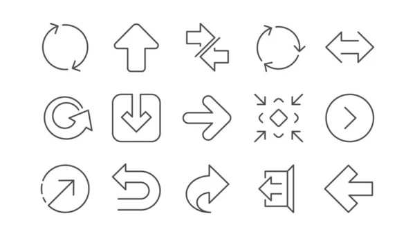 Pfeil Symbole Herunterladen Synchronisieren Und Teilen Navigation Lineares Symbol Gesetzt — Stockvektor