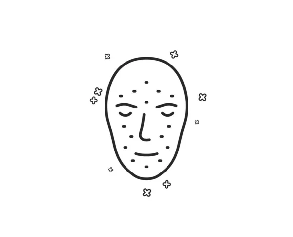 面生物识别线图标 面部识别标志 头部扫描符号 几何形状 随机交叉元素 线性人脸生物识别图标设计 — 图库矢量图片