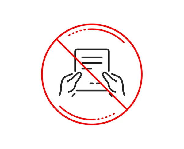 Pas Stop Signe Maintenez Icône Ligne Document Accord Texte Signer — Image vectorielle