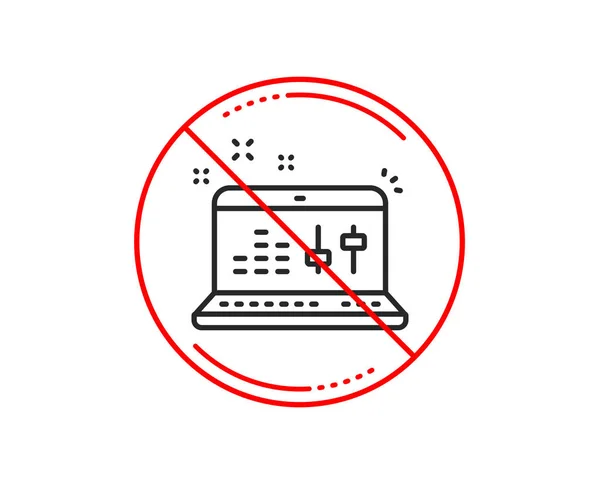 Pas Stop Signe Icône Ligne Vérification Sonore Signal Contrôleur Application — Image vectorielle