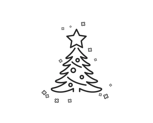 Arbre Noël Ligne Cadeau Icône Signe Nouvel Épicéa Symbole Sapin — Image vectorielle