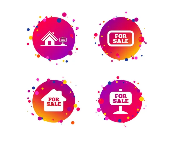 Verkaufen Ikonen Immobilienverkäufe Zeichen Haussymbol Gradienten Kreis Tasten Mit Symbolen — Stockvektor
