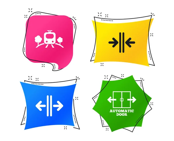 Trein Spoor Pictogram Bovengrondse Vervoer Automatische Deursluiters Symbool Uitweg Pijl — Stockvector