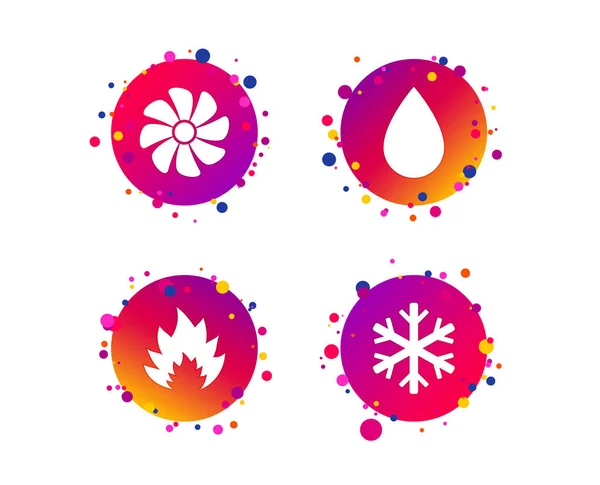 Hvac Icons Heating Ventilating Air Conditioning Symbols Water Supply Climate — Stock Vector