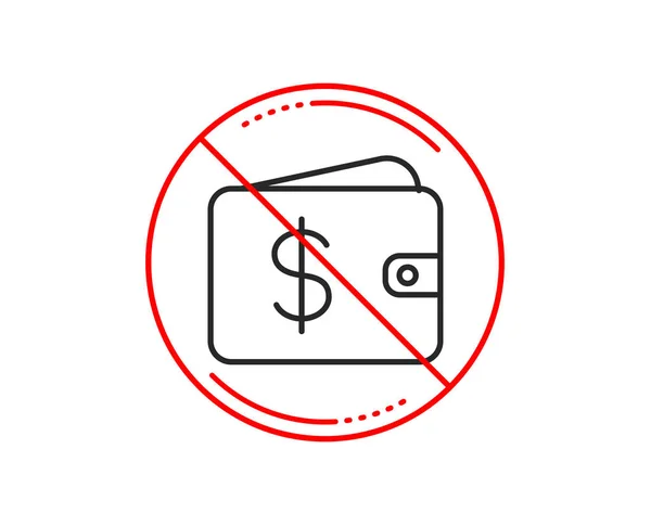 Stop Sign Shopping Wallet Line Icon Dollar Sign Usd Money — Stock Vector