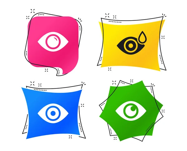 Iconos Oculares Gotas Agua Los Símbolos Oculares Signos Efecto Ojo — Vector de stock