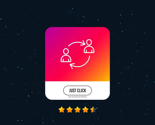 チームワーク線アイコン ユーザー間の通信や人事 アバター記号をプロファイルします 人物シルエットの記号 Web やインターネットの線アイコンのデザイン 評価は星です ボタンをクリックするだけ ベクトル — ストックベクタ