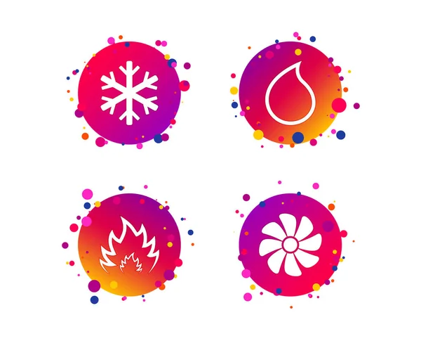 Icone Hvac Simboli Riscaldamento Ventilazione Aria Condizionata Approvvigionamento Idrico Segnali — Vettoriale Stock