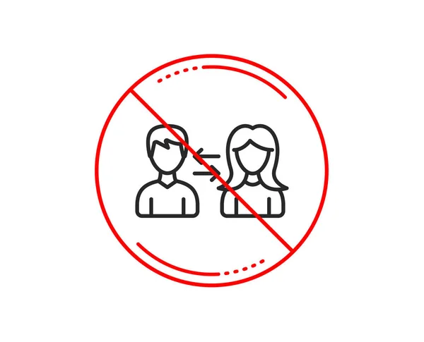 Stop Sign Teamwork Line Icon Users Communication Male Female Profiles — Stock Vector