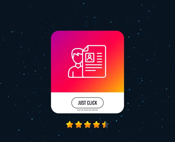 ビジネス募集ライン アイコン 履歴書ドキュメントまたはポートフォリオの符号 Web やインターネットの線アイコンのデザイン 評価は星です ボタンをクリックするだけ ベクトル — ストックベクタ
