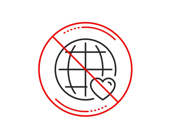 Não Parar Assinar Ícone Linha Amor Internacional Coração Com Símbolo — Vetor de Stock