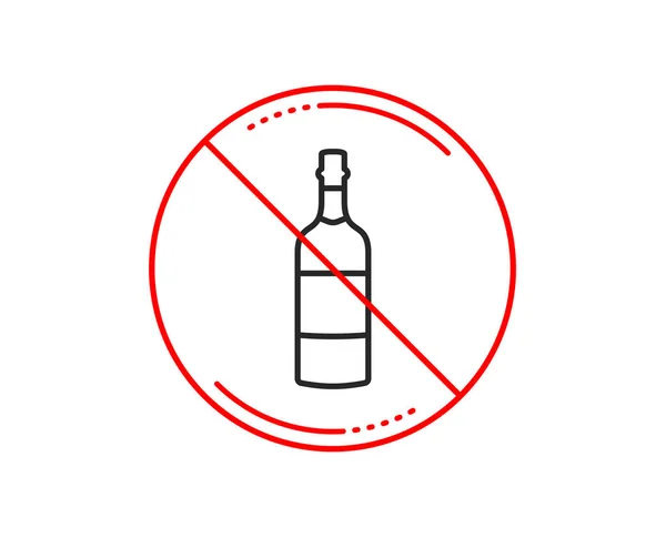 Δεν Πινακίδα Stop Εικονίδιο Γραμμή Μπουκάλι Κονιάκ Ουίσκι Scotch Αλκοόλ — Διανυσματικό Αρχείο