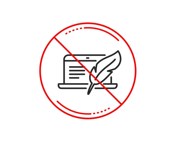Señal Stop Icono Línea Cuaderno Redacción Signo Pluma Derechos Autor — Vector de stock