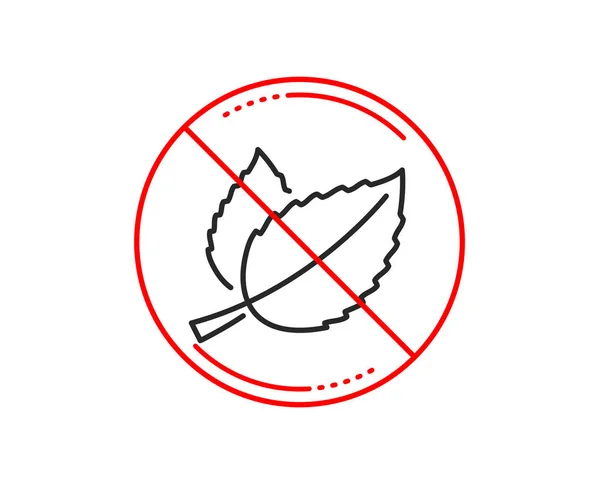 没有或停止标志 薄荷叶子线图标 草本叶标志 茶与门塔的标志 注意禁止禁止停止符号 无图标设计 — 图库矢量图片
