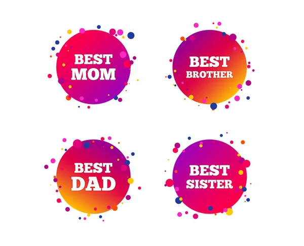 Melhores Ícones Mãe Pai Irmão Irmã Símbolos Botões Círculo Gradiente — Vetor de Stock