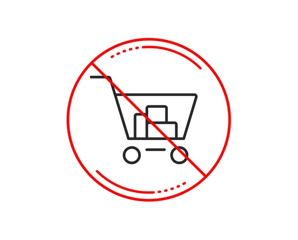 Stop Sign Shopping Cart Line Icon Online Buying Sign Supermarket — Stock Vector