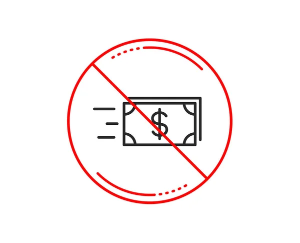 Señal Stop Transferir Dinero Efectivo Icono Línea Signo Moneda Bancaria — Archivo Imágenes Vectoriales