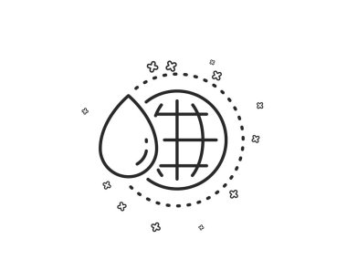Dünya su hattı simgesi. Temiz su damla işareti. Sıvı sembolü. Geometrik şekiller. Rasgele çapraz öğelerin. Doğrusal dünya su simgesi tasarım. Vektör