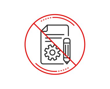 Hayır veya dur işareti. Belge satırı simgesi. Teknik öğretim işareti. Uyarı yasağı dur sembolü yasaktır. Yok simgesi tasarım. Vektör