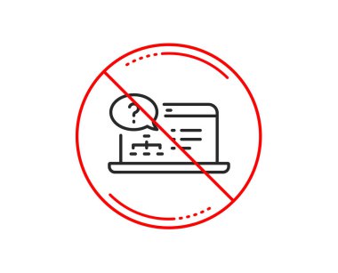 Hayır veya Dur işareti. Soru işareti satırı simgesi. Online bilgi yarışması test işareti. Uyarı yasağı dur sembolü yasaktır. Yok simgesi tasarım. Vektör
