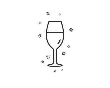 Şarap kadehi satırı simgesi. Bordo cam işareti. Geometrik şekiller. Rasgele çapraz öğelerin. Doğrusal kadehinin simgesi tasarım. Vektör