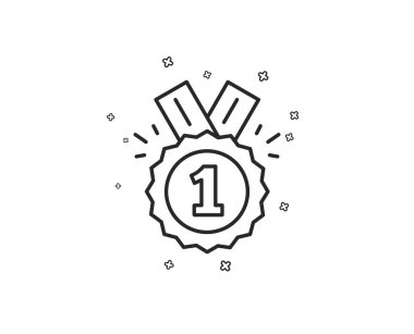 Ödül madalya satırı simgesi. Galibi başarı veya Ödülü sembolü. Zafer ya da hakim işareti. Geometrik şekiller. Rasgele çapraz öğelerin. Doğrusal onaylandı simgesi tasarım. Vektör