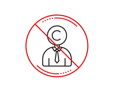 Hayır veya dur işareti. Copyrighter satırı simgesi. Yazar kişi işareti. Copywriting sembolü. Uyarı yasağı dur sembolü yasaktır. Yok simgesi tasarım. Vektör